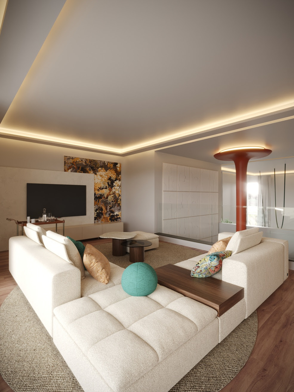 Industrial chic & μαροκινό στιλ σε ένα ζεστό home cinema