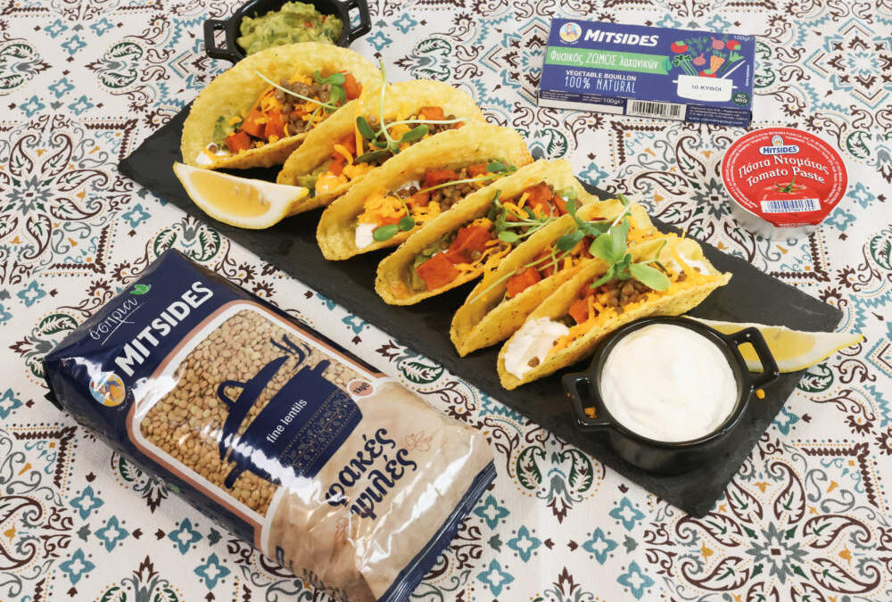 Μεξικάνικα tacos με φακές και γλυκοπατάτα