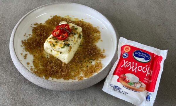 Αχνιστό χαλλούμι με εσπεριδοειδή, μυρωδάτο λάδι & τραγανή κινόα