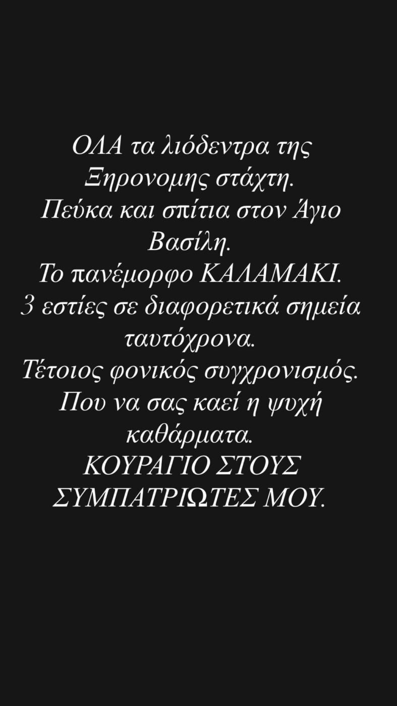 Κατερίνα Ζαρίφη για τις φωτιές στη Βοιωτία: «Πατρίδα μου, τα κάψατε όλα»