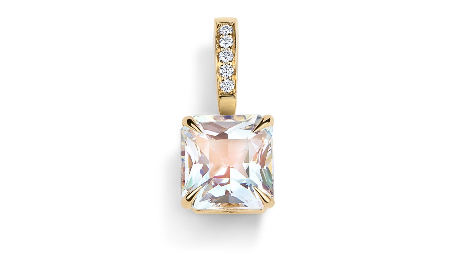 Μοναδικό μικρό γούρι με μεντεσέδες Pavé Diamond με φεγγαρόπετρα σε λαμπερή κοπή 4.850,00 $