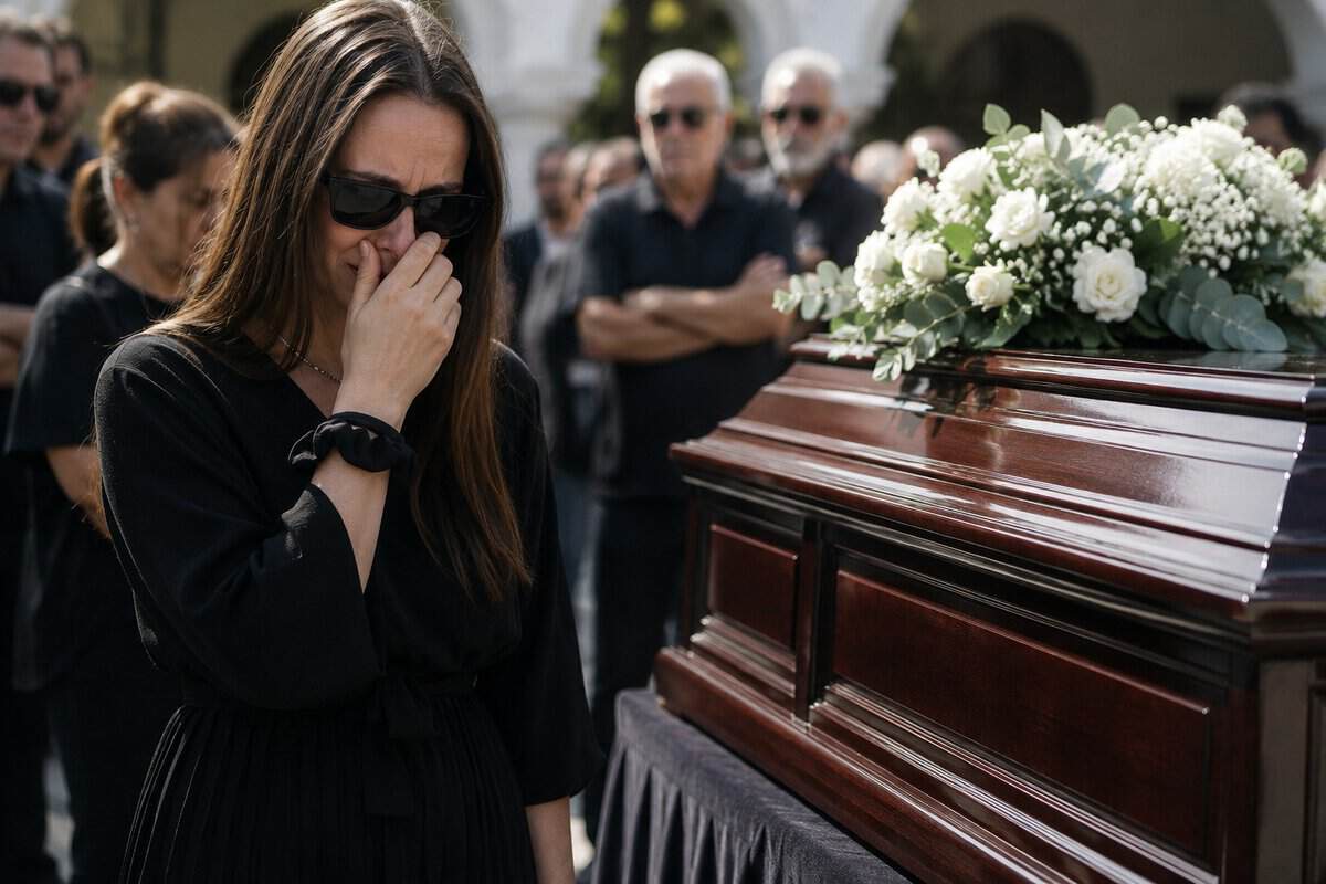 Κηδεία Κόκοτα: Η χήρα κρύβει τα δάκρυά της πίσω από τα μαύρα γυαλιά, χέρι-χέρι με την κόρη τους στο τελευταίο αντίο