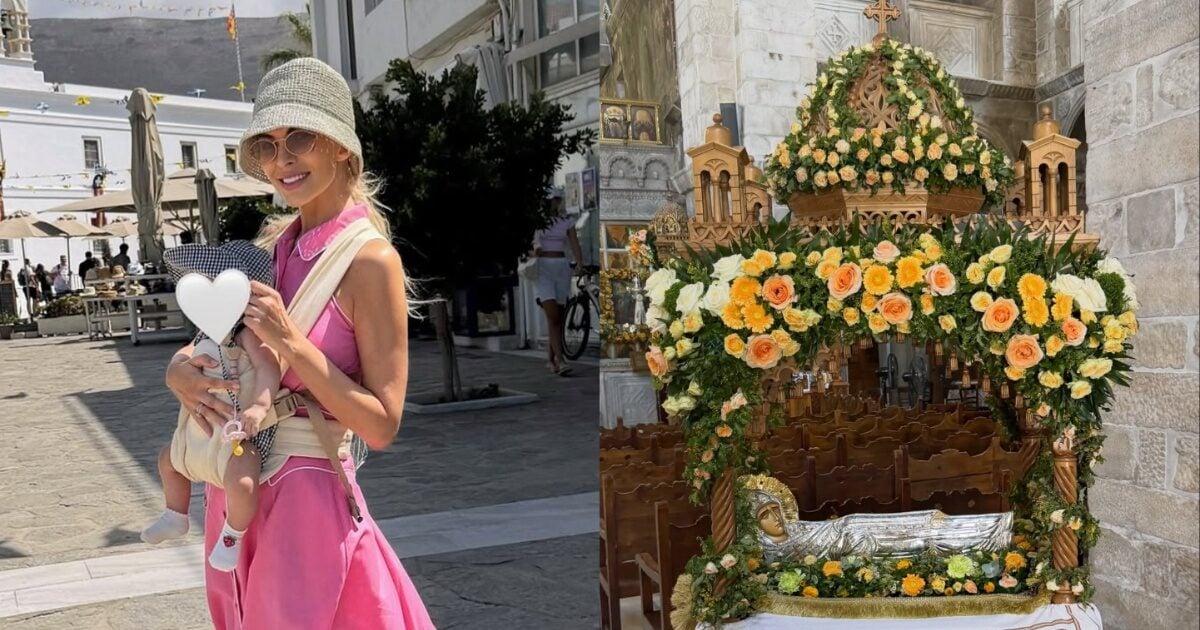 Κατερίνα Καινούργιου στην Παναγιά Εκατονταπυλιανή στην Πάρο αγκαλιά με την κόρη της – Οι ευχές στον Παναγιώτη Κουτσουμπή