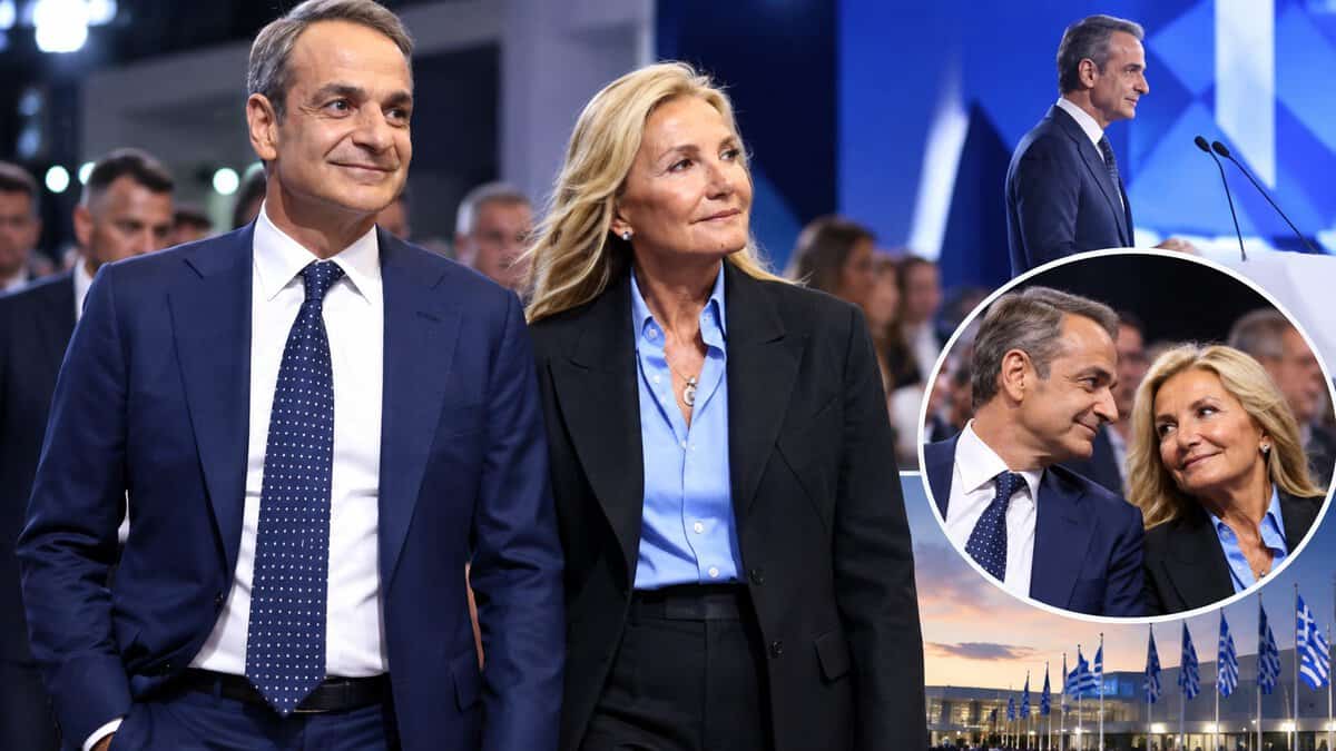Μαρέβα Γκραμπόφσκι: Στο πλευρό του Κυριάκου Μητσοτάκη στη ΔΕΘ με μαύρο κοστούμι (φωτογραφίες)