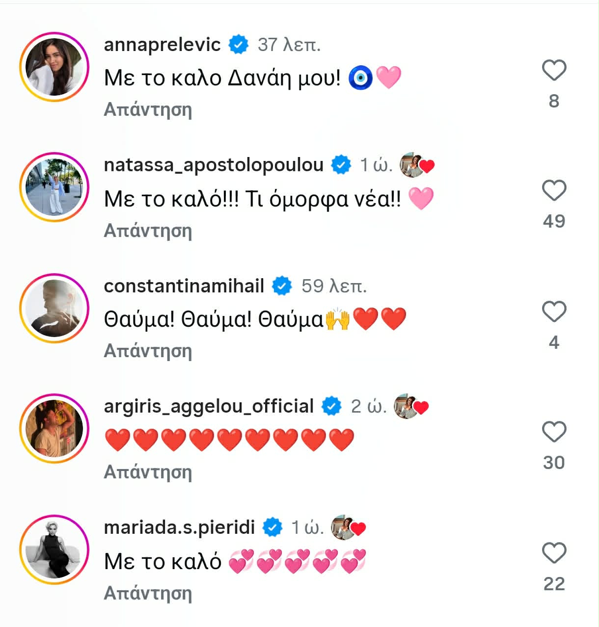 Δανάη Μπάρκα: Οι ευχές των celebrities μετά την ανακοίνωση της εγκυμοσύνης της