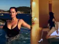 Ζενεβιέβ Μαζαρί: Αγκαλιές στην πισίνα με την κόρη της και φιλιά με τον σύζυγό της