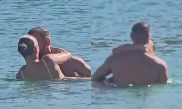 Γνωστό ζευγάρι στη Μύκονο: Φιλιά και παιχνίδια μέσα στο νερό