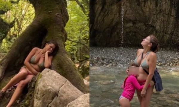 Κλέλια Ρένεση: Στους καταρράκτες της Ευρυτανίας με την 7χρονη κόρη της, Κοραλία