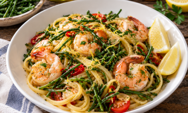 Linguine με γαρίδες και κρίταμο Αγίας Νάπας της Μεσογείου
