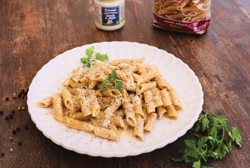 Πένες ολικής με σάλτσα Cacio e Pepe