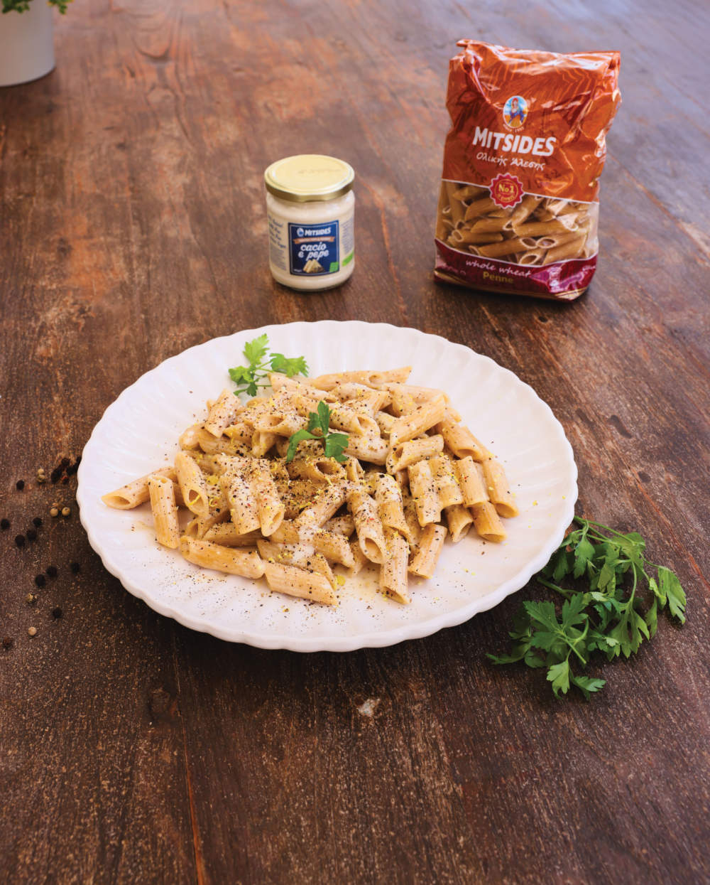 Πένες ολικής με σάλτσα Cacio e Pepe