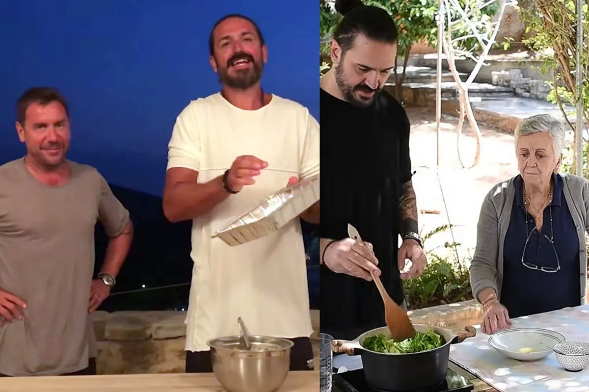 Flashback: Γιώργος Μαζωνάκης και μητέρα μαγείρεψαν on camera με τον γαμπρό τους, Δημήτρη Μακρυνιώτη